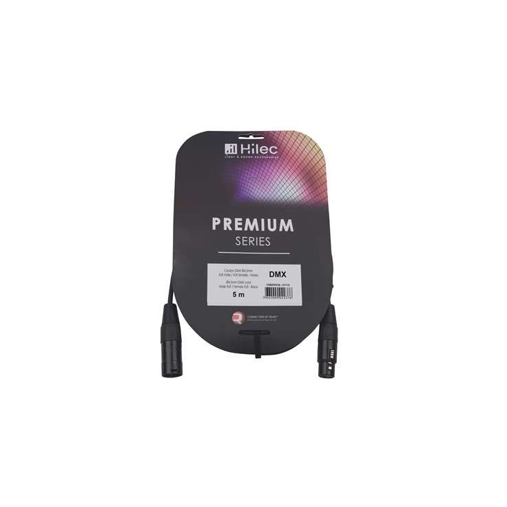 CABLE DMX XLR MACHO A XLR HEMBRA 5m PREMIUM 120 Ohm HILEC