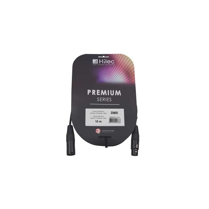 CABLE DMX XLR MACHO A XLR HEMBRA 10m PREMIUM 120 Ohm HILEC