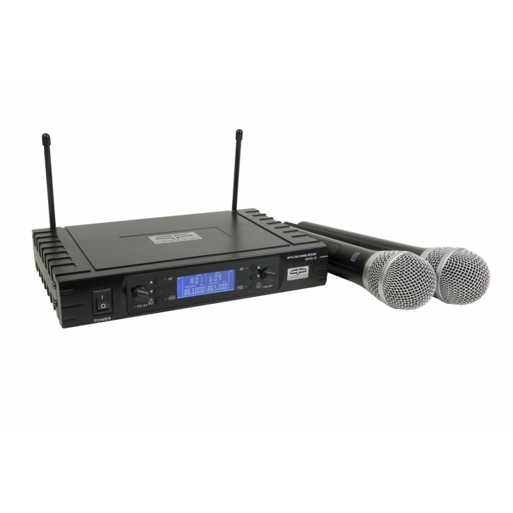DOBLE MICROFONO MANO INALAMBRICO. UHF 2 QP-AUDIO