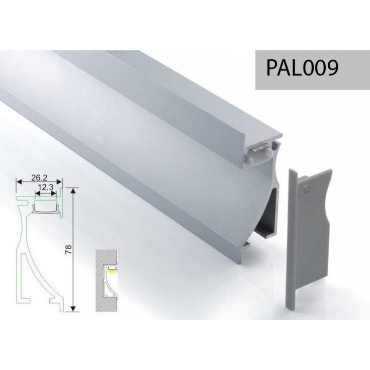 PERFIL ALUMINIO EMPOTRAR PARED 2m TAPA OPAL