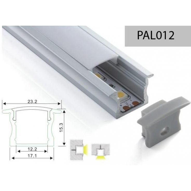 PERFIL ALUMINIO EMPOTRAR TIPO U 15mm 2m TAPA SEMI