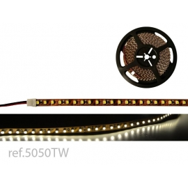 BOBINA LED FLEX 5m 120 LED/m 12V IP-20 BL.CALIDO SMD-3528 TW.LED CINTA 8mm