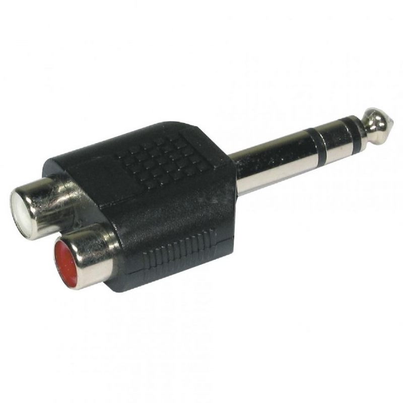 ADAPTADOR 2 RCA HEMBRA A JACK MACHO 6.35 ST - Zona DJ