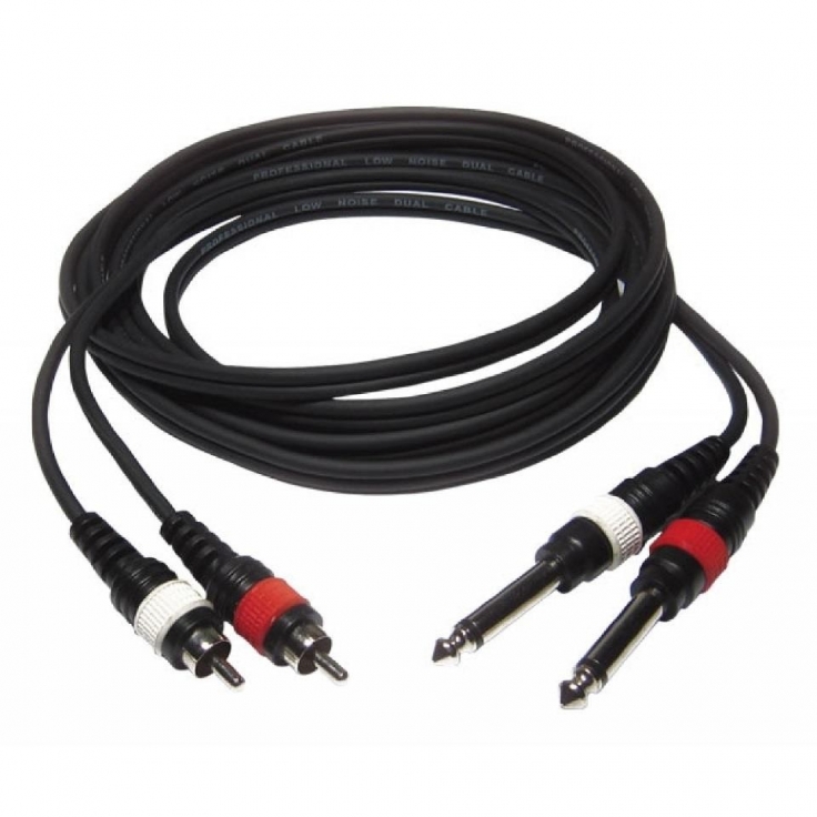 CABLE 4mm 2 RCA MACHO A 2 JACK MONO 3M HILEC