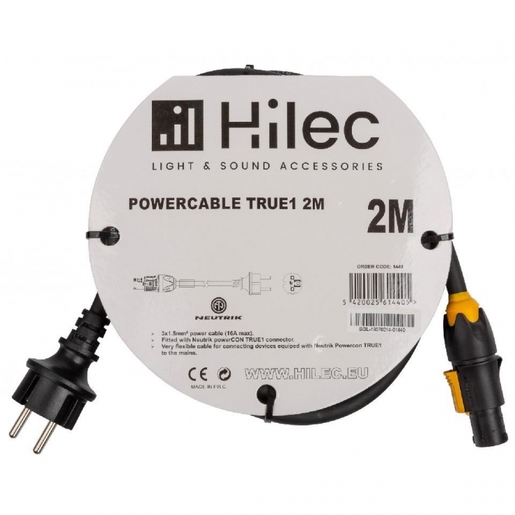 CABLE POWERCON TRUE1 / SHUKO 3x1,5mm 2m HILEC