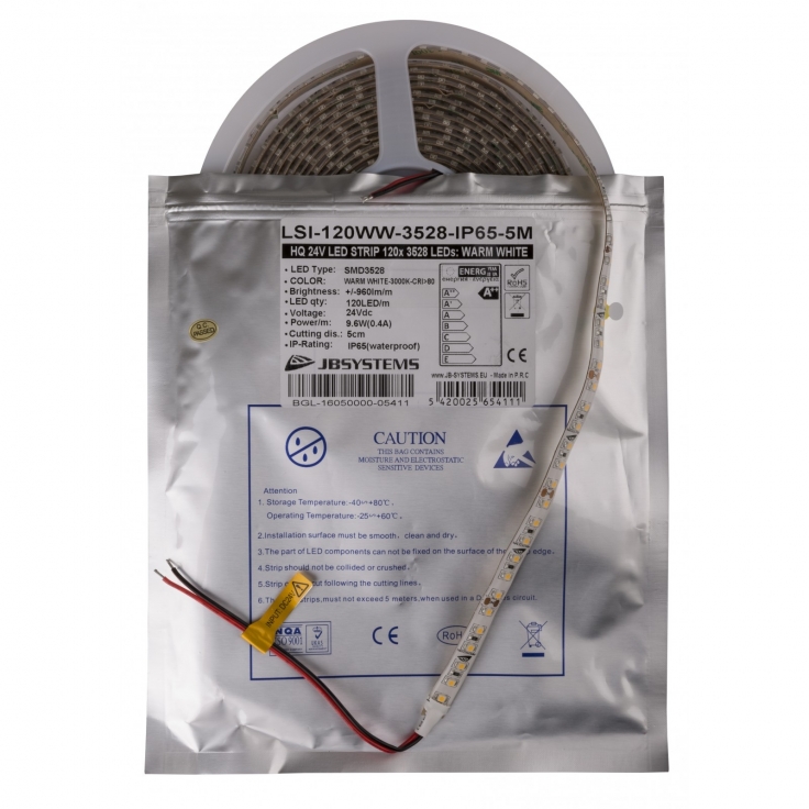 TIRA LED FLEX BL.CALIDO 5m 120 LED/m 3528 24V IP-65 JBSYSTEMS