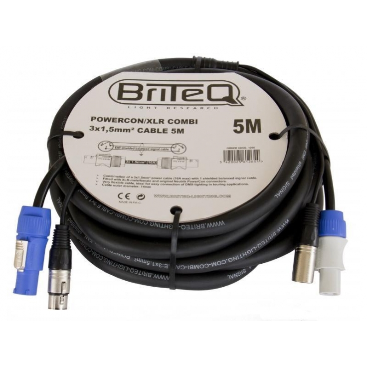 CABLE COMBI POWERCON / XLR 3X1,5mm 5M BRITEQ
