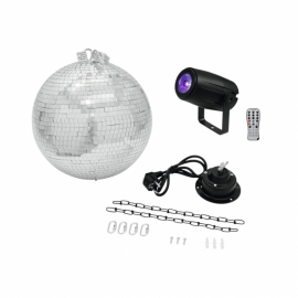 Eurolite Mirror Ball 30 cm con motor + LED PST-5 QCL Spot BK