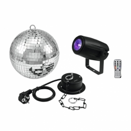 Eurolite Mirror Ball 20 cm con motor + LED PST-5 QCL Spot BK