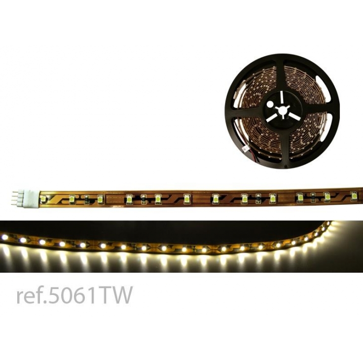 BOBINA LED FLEX 5m x 10mm 60 LED/m 3528 TW 12V IP-20 BL.CALIDO