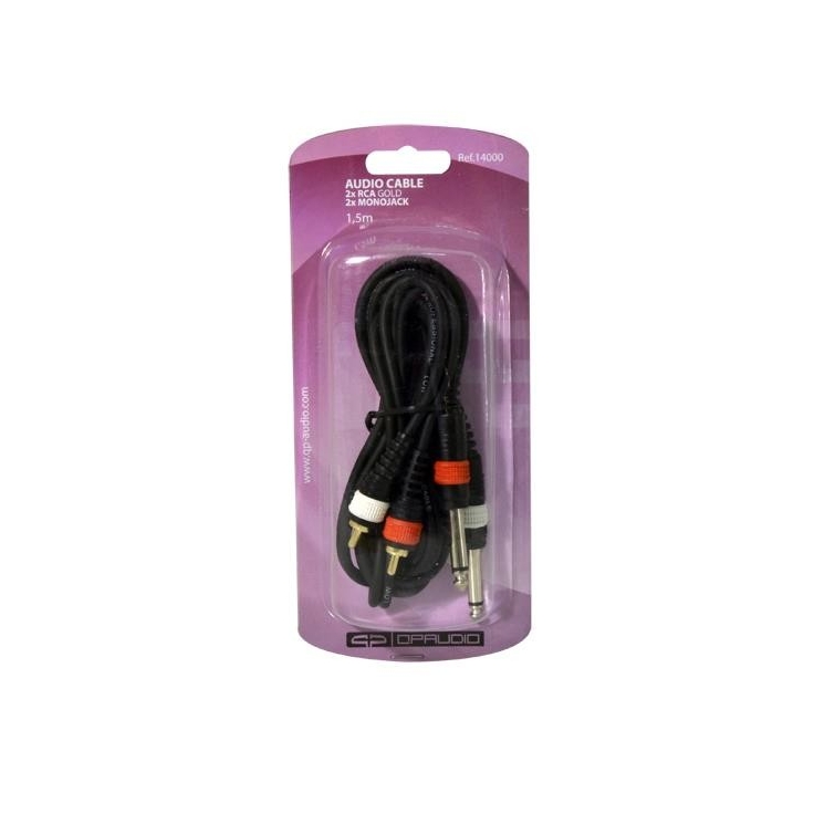 CABLE 2xRCA MACHO GOLD A 2 MONO JACK 6,3 3m QP AUDIO